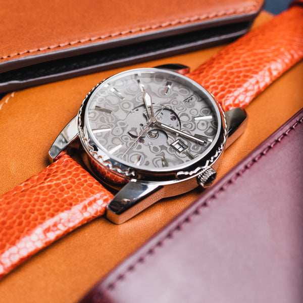 Damascus watch SAMURAI -Orange- - MUSHA Made In Japan